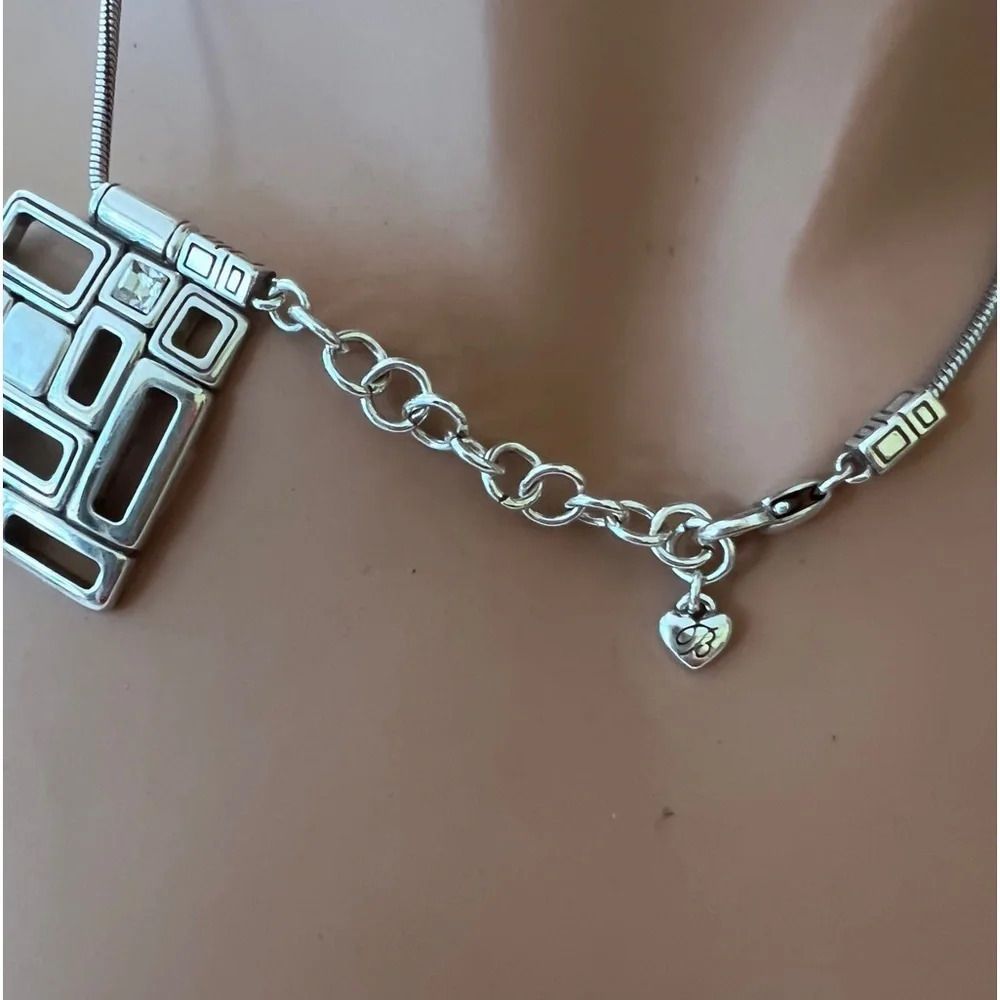 Brighton Rectangle Geometric Necklace Retired Sil… - image 4